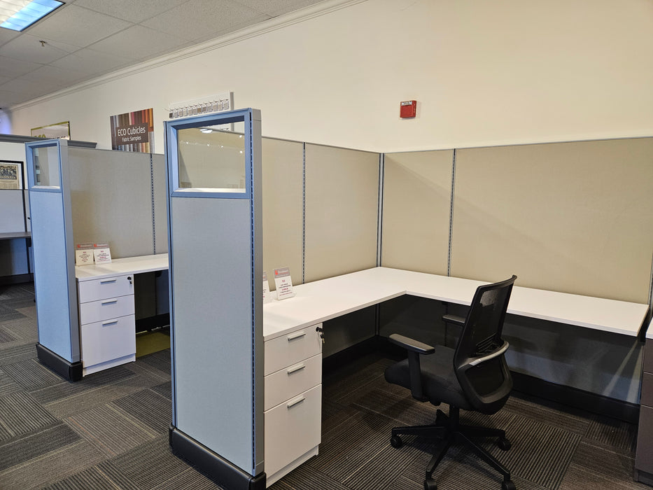 Modern Office Cubicle 6'x6' 6 Pack Silver Trim