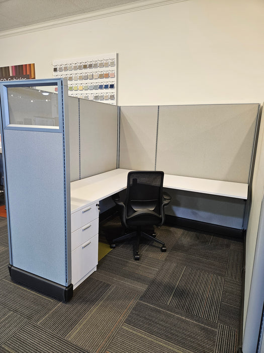 Modern Office Cubicle 6'x6' 6 Pack Silver Trim