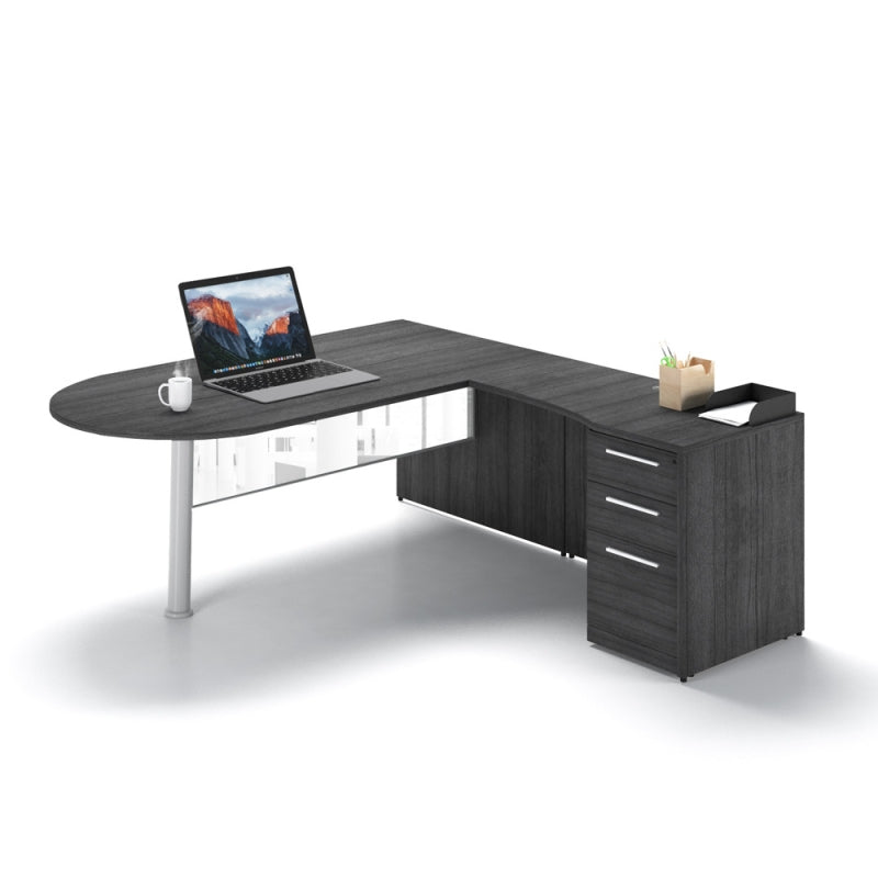 Bellagio Office L-Shaped Desk With White Modesty Panel | 30x66 | 24x48